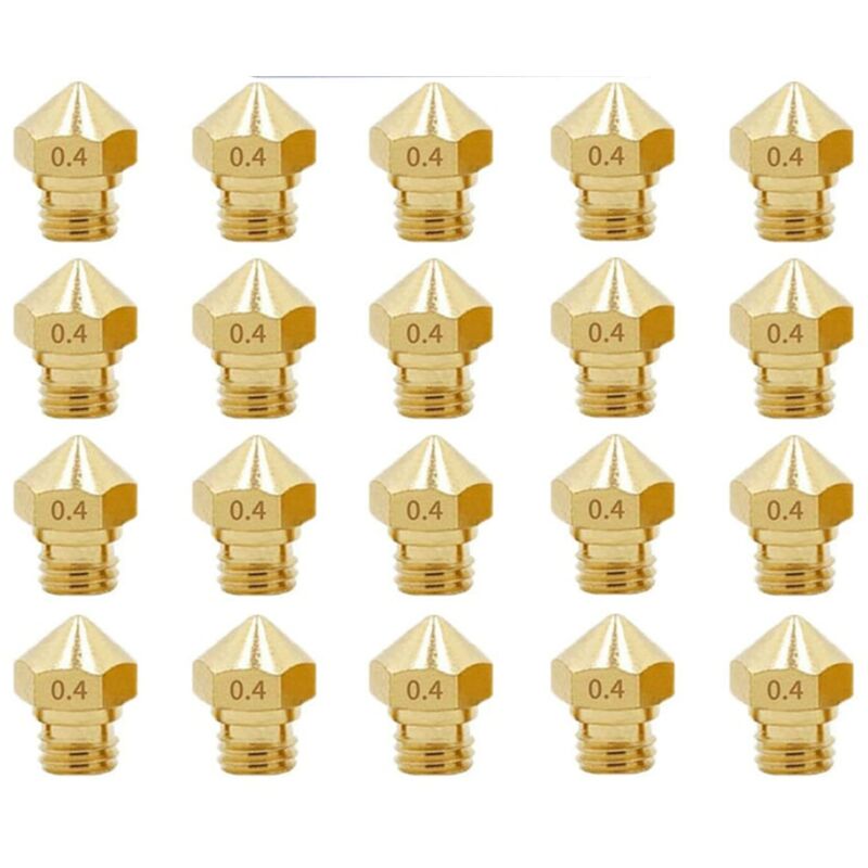 20 Stück 3D-Druckerzubehör, 20 Stück Verbrauchsmaterial für M7-Gewindedüse 1,75 mm, MK10-Messingdüse 0,4 mm