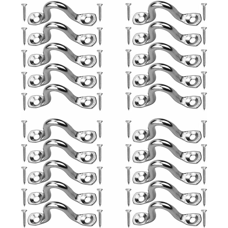 20 Stück 4 mm Edelstahlösen, Schnalle zur Kajak-Deckmontage, Schnalle zur Stoßstangenmontage mit 40 Stück Schrauben für die Kajak-Kanu-Takelage