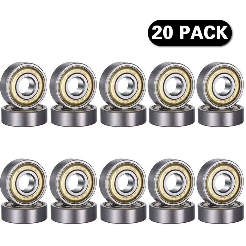 20 Stück 608 ZZ Kugellager, doppelte Metallabschirmung, tiefe 8 x 22 x 7 mm Lager für Skateboards, Rollschuhe und 3D-Drucker