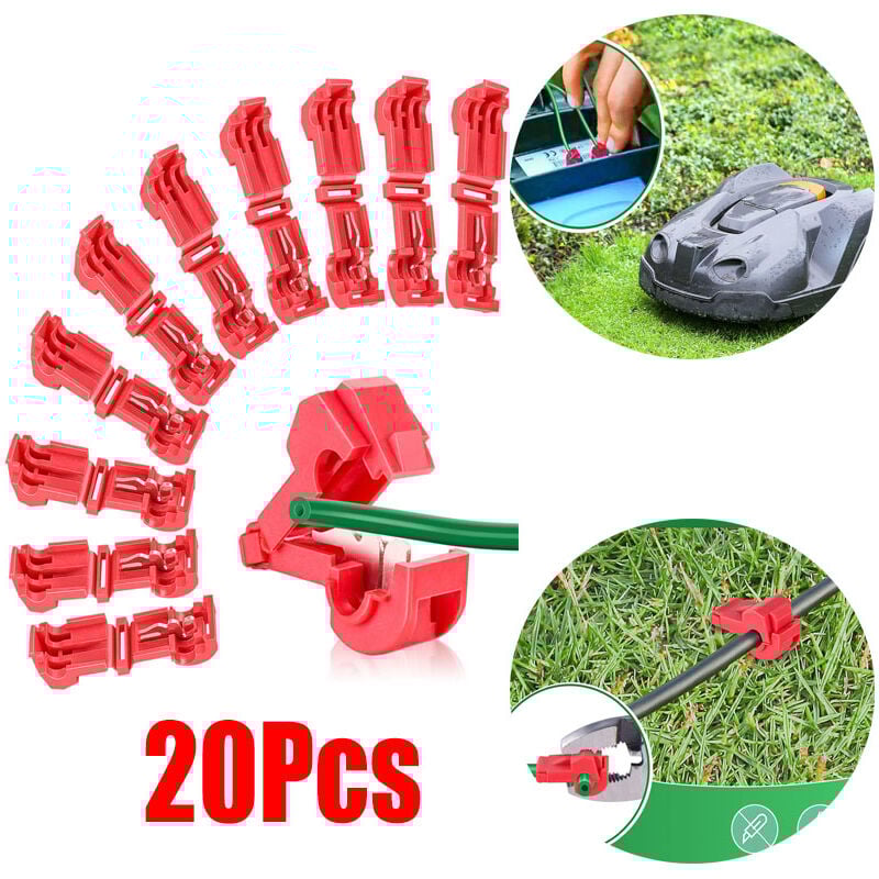 20 Stück Anschlussklemmen für Mähroboter, Mähroboter Begrenzungskabel, Ladestation, T-Abzweigverbinder, Schnellverbinder, Stromdieb für Rasenmäher,