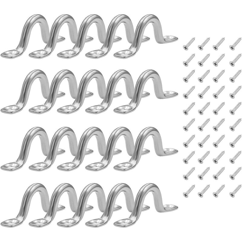20 Stück Edelstahl-Deckschnallen, Edelstahl-Deckschnallen, Kajak-Deckschnallen, Edelstahl-Augenpolster, Buckelschnallenplatten, für Boot, Kajak, Kanu