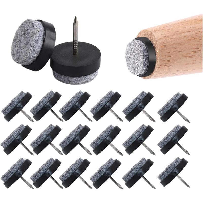 Bluedeer - 20 Stück Filzgleiter für Stühle, Filzgleiter Nagel 20 mm, Gleiter für Stühle. Für Schützen Sie die Bodenmöbel Tisch und Stühle