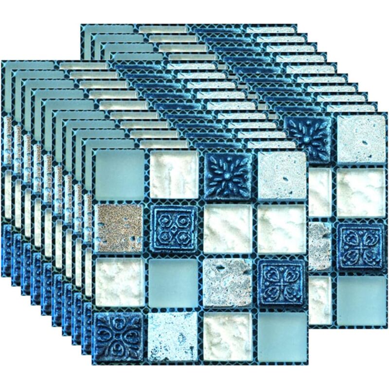 Memkey - 20 Stück Fliesenaufkleber, selbstklebende Aufkleber, Tapeten, hitzebeständig, wasserfest, für Rückwand, für Küche, Badezimmer, Mosaik-Stick,