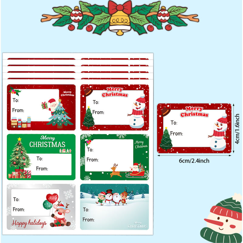 20 Stück „Frohe Weihnachten“-Weihnachtsaufkleber für Kinderspielzeug und festliche Dekoration