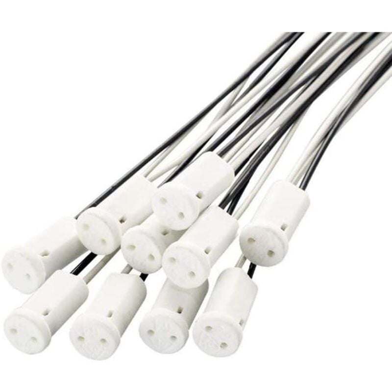 Memkey - 20 Stück G4-Lampenfassung 10 cm, G4-Lampen-Keramik-Sockelhalter 12 v G4-Halogenfassungen für Quarzlampen, Halogenlampen, LED-Lampen