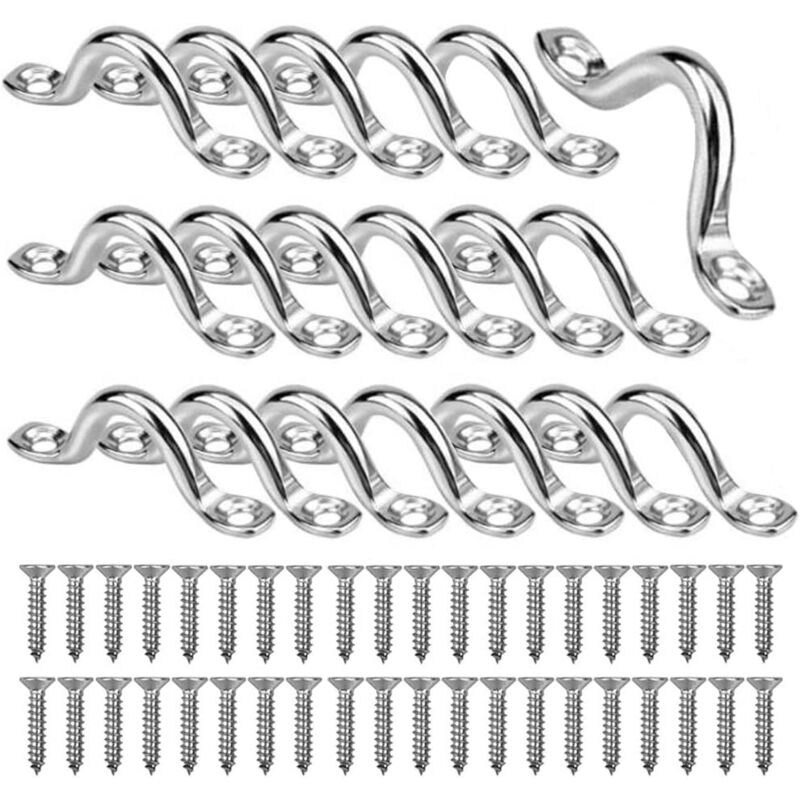 20 Stück Kajak-Deckschnallen, 5 mm Ösenplatte, Edelstahl 304 (Marinequalität), Noppenform, feste Schnalle mit 40 Schrauben für Kajak- und