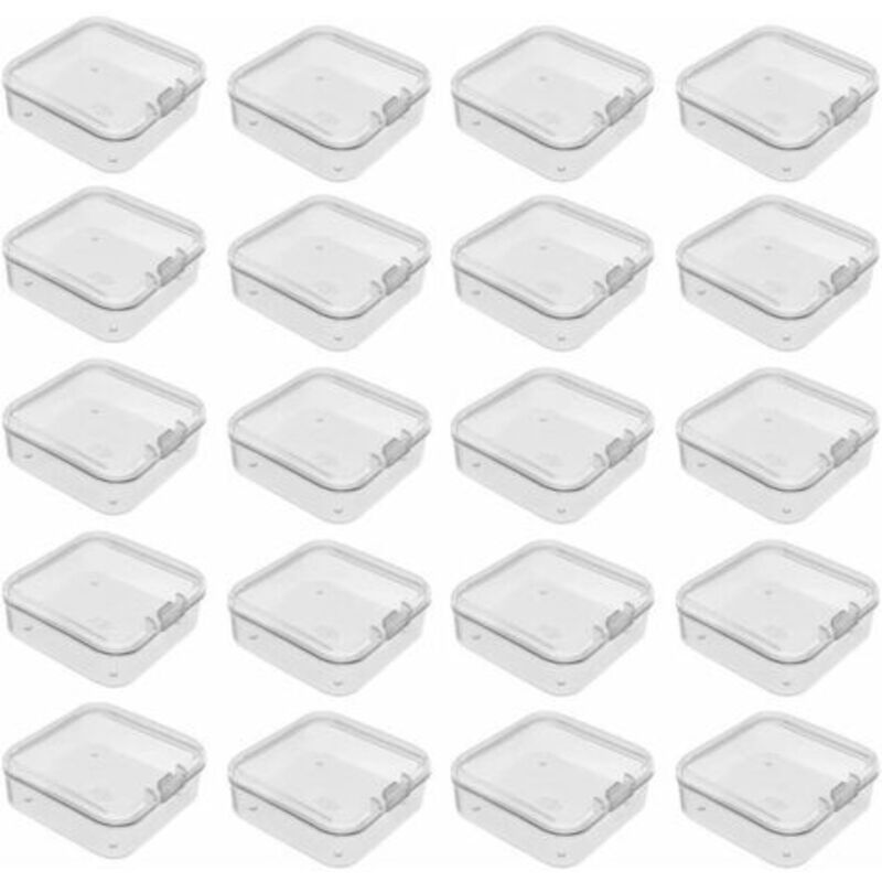 Kleine 20-teilige Box mit Klappdeckel, Aufbewahrungsbehälter für Perlen, Kunststoffbehälter für Kleinigkeiten wie Pillen, Kräuter, kleine Perlen,