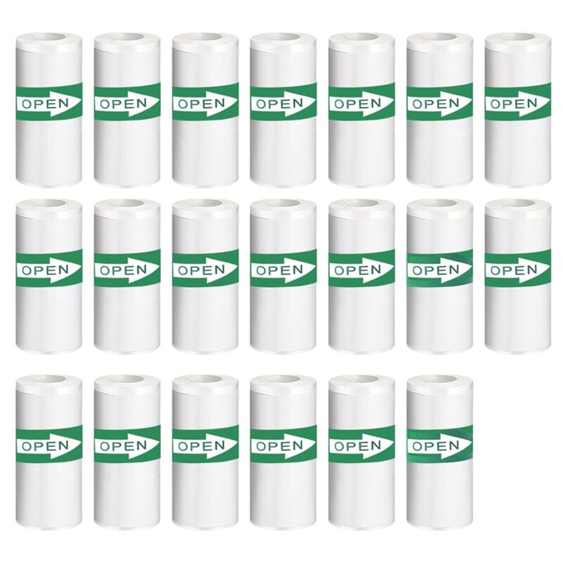 20 Stück Mini-Druckerpapier, Thermo-Aufkleberpapier, selbstklebend, Mini-Papier, Notizen, Schwarz auf Weiß, 5,7 x 2,5 cm