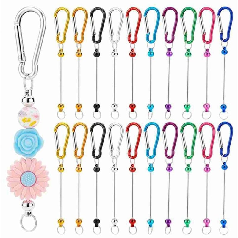 20 Stück Schlüsselanhänger mit Perlen, Schlüsselanhänger mit Blanken Perlen, Schlüsselanhänger Aus Metall mit Perlen zum Basteln Von Anhängern und