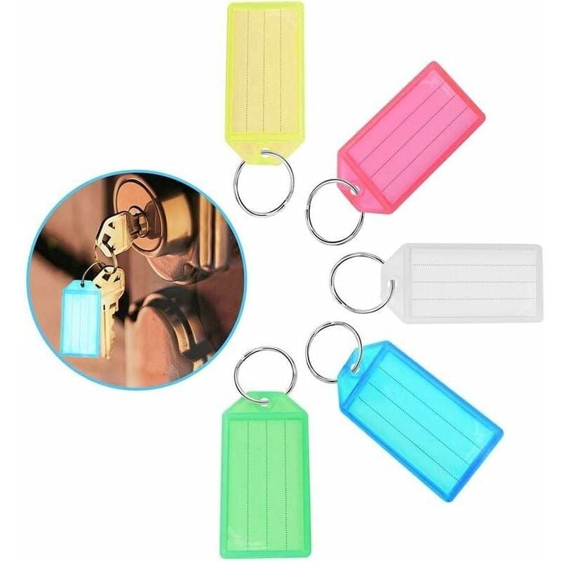 Alovez - 20 Stück Schlüsselanhänger, Schlüsselanhänger, farbige Kunststoff-Schlüsselanhänger, Schlüsselanhänger mit Namensschildern