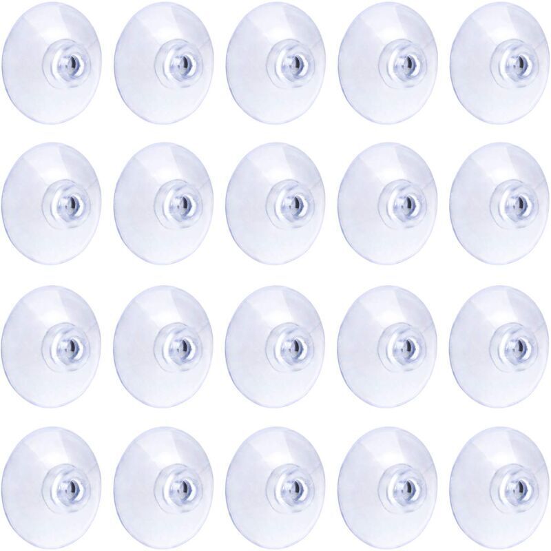 ZVD - 20 Stück transparente Saugnäpfe, 3 cm, PVC-Kunststoff-Saugnapf ohne Haken für Heimdekoration und Organisation