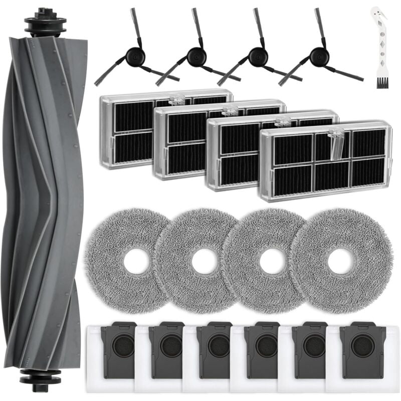 20 Stück Zubehörset für Dreame X40 Ultra Complete / X40 Master / L40 Ultra Staubsauger, Ersatzteile 1 Hauptbürste 6 Staubbeutel 4 Wischpads 4