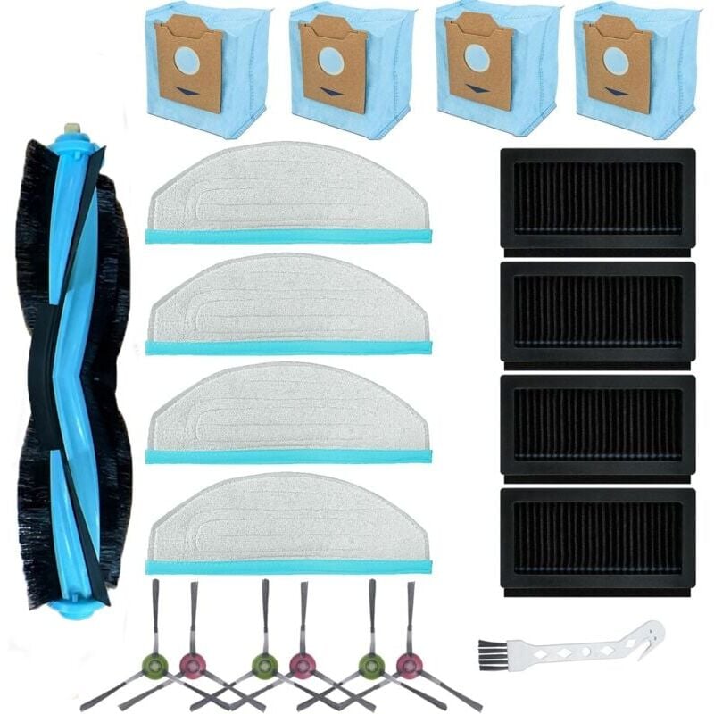 20-teiliges Ersatzzubehörset für Yeedi Cube für Yeedi Cube Roboterstaubsauger, 1 Hauptbürste, 6 Seitenbürsten, 4 HEPA-Filter, 4 Reinigungspads, 4