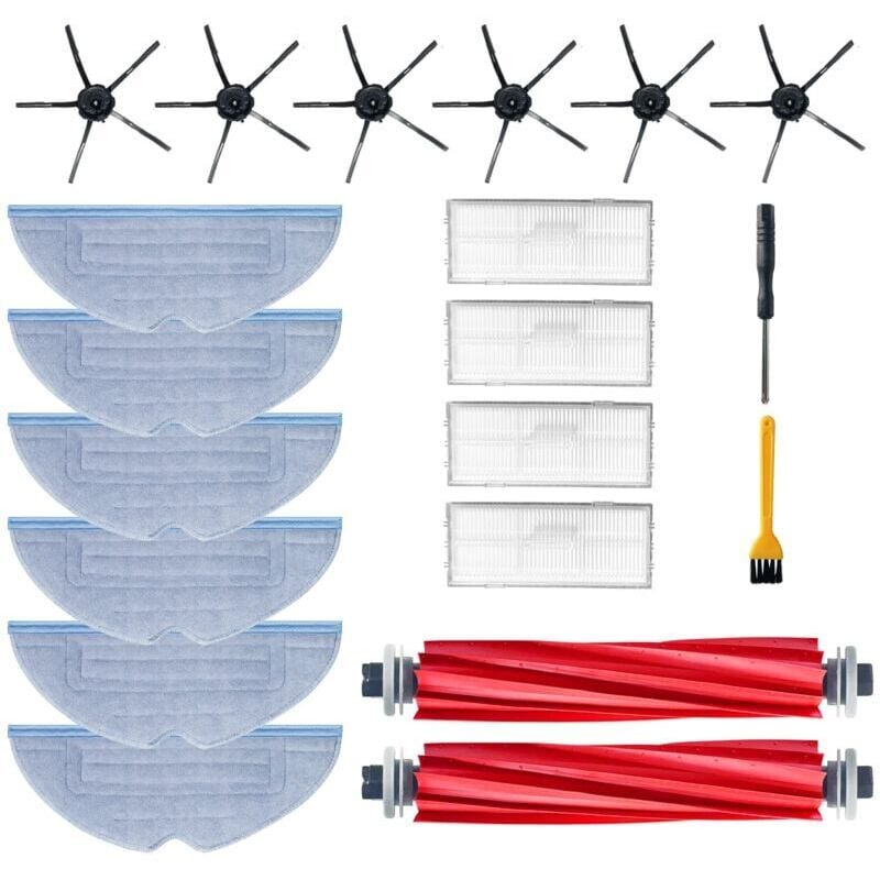 20 Zubehör-Set Ersatzteile für Xiaomi Roborock S7 S7+ S7 Plus S7 MaxV Plus Ultra T7 T7S T7 Plus T7S Plus, 2 Hauptbürsten, 4 Seitenbürsten, 4 Filter,