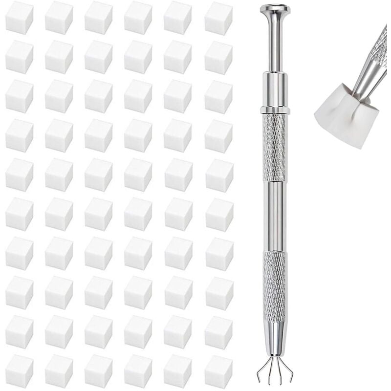 Bluedeer - 200 Stück Nail Art Schwämme mit Metallgreifer, nagel designing zubehör, 100 Mini-Schwämme, Greifer für Nageldesign und Ombre-Muster (Weiß)