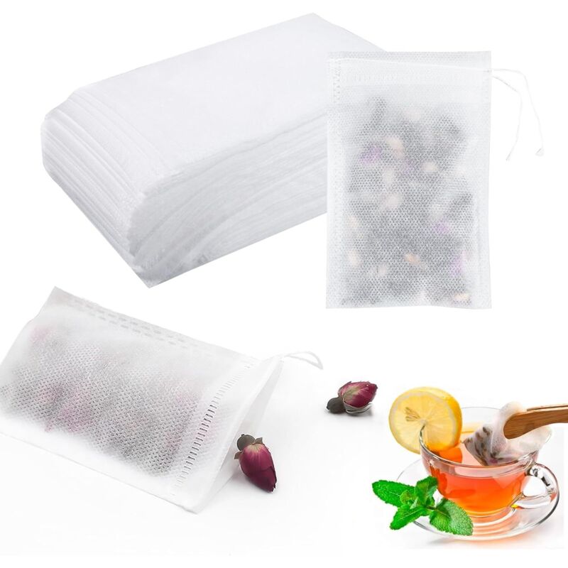 200 Stück Teebeutel, 7 x 9 cm, befüllbare Einweg-Teebeutel mit Kordelzug für Tee, Blumentee, Kaffee, Gewürze usw. (7 x 9 cm)
