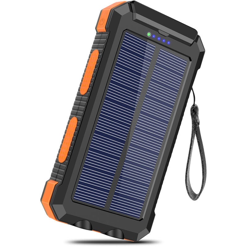 20000 mAh Solar-Ladegerät mit 2 USB-tragbaren externen Akkus, kabellose Powerbank, schnelles Aufladen für Smartphones, Tablets, Outdoor-Camping