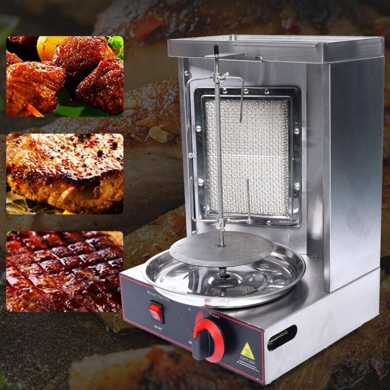 2000W Edelstahl Döner Kebab Maschine Gas Döner Kebab Maschine Grillmaschine mit zwei Heizmethoden&Anpassung Temperatur Vertikaler Grill Elektrogrill
