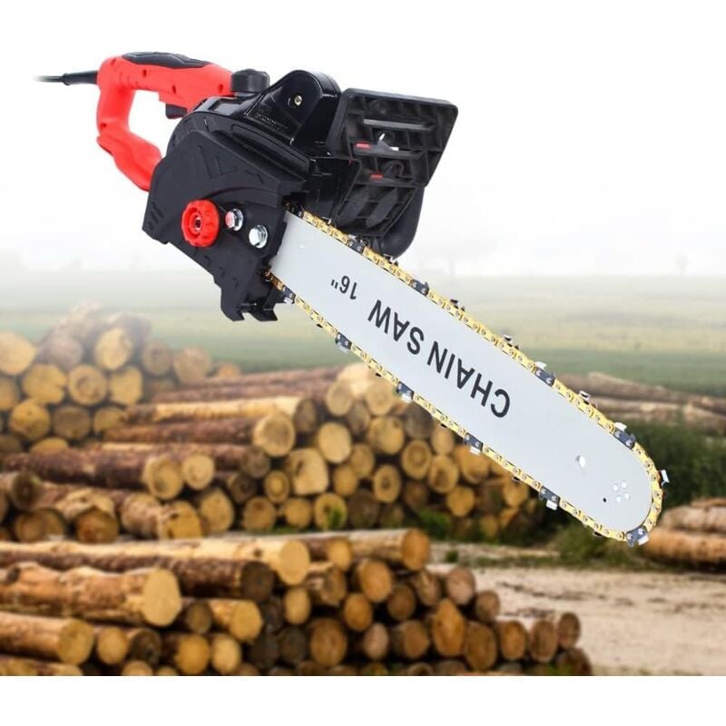 2000W Leistungsstarke Kettensäge Elektrisch 16 Zoll Führungsplatte, 220V Motor, Elektro-Kettensäge Kabelgebundene Kettensäge Elektro, Werkzeuglose