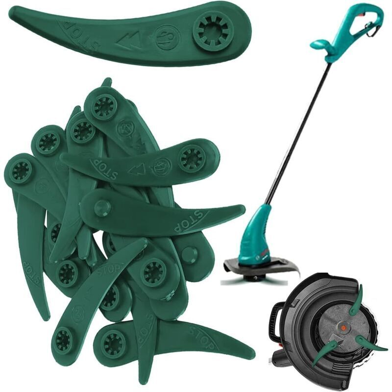 20er-Pack Ersatzmesser aus Kunststoff für Rasentrimmer, passend für Bosch Durablade Art 23-18 LI und Art 26-18 LI Rasentrimmer, Grün