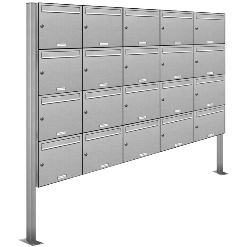Al Briefkastensysteme - 20er V2A Edelstahl Standbriefkasten Anlage Freistehend