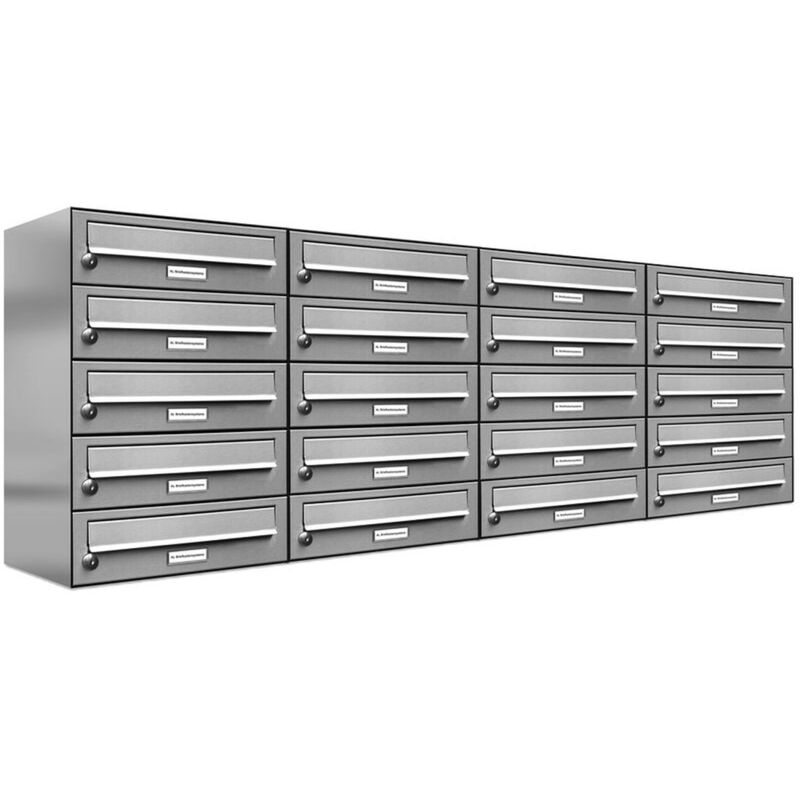 20er V2A Edelstahl Wandbriefkasten Anlage 20 Fach Briefkasten Postkasten