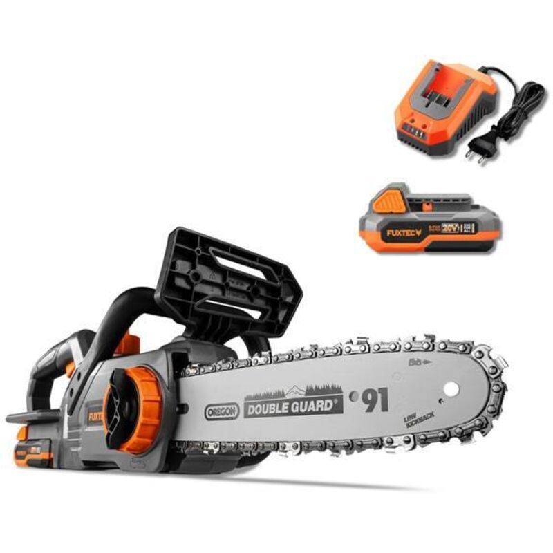 Akku Kettensäge 20V FX-E1KS20 Elektro Motorsäge inklusive 2Ah-Akku und 2,4A Ladegerät– Schwertlänge 10', Kettengeschwindigkeit 5 m/s Für Holz- und