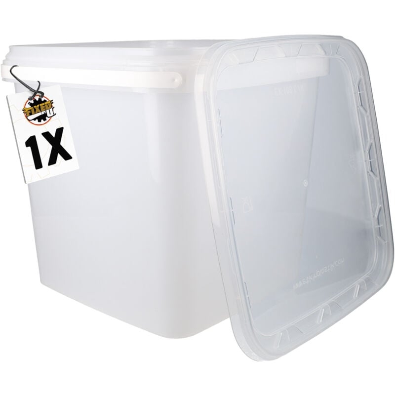 1x Kunststoffeimer mit Deckel, pp, eckig, transparent 8,8 l