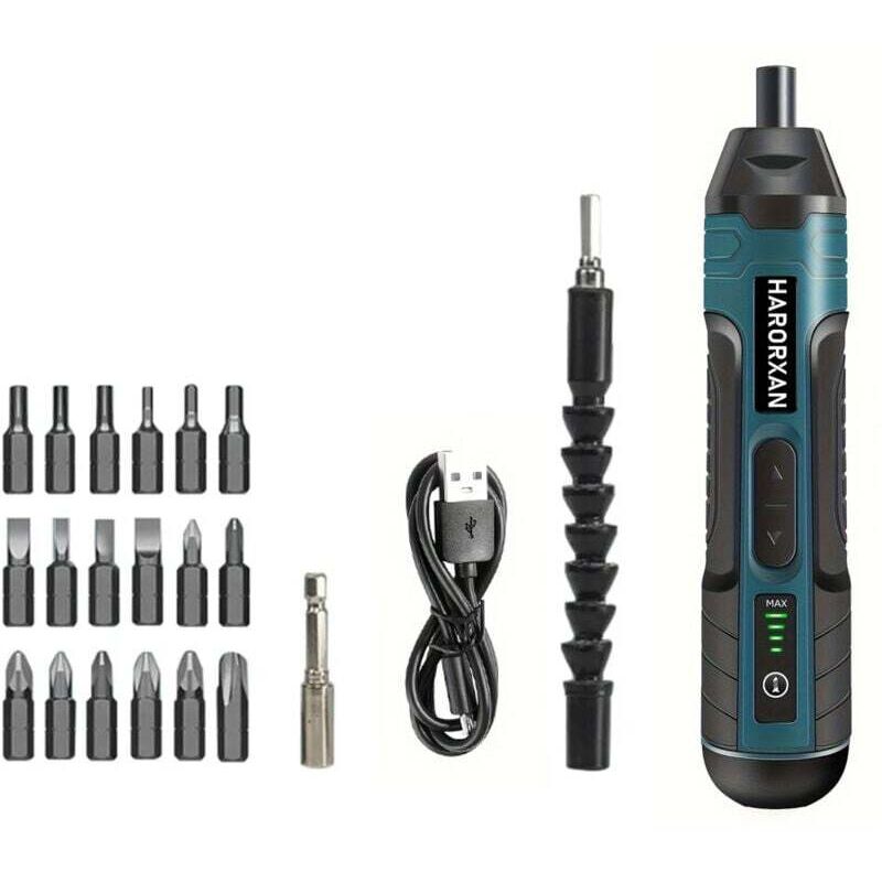 21-in-1-Akkuschrauber, wiederaufladbarer 3,6-V-Schraubendreher, Akkuschrauber mit max. 5 Nm Drehmoment, 4-Gang-Drehmoment, LED-Licht, ideal für den