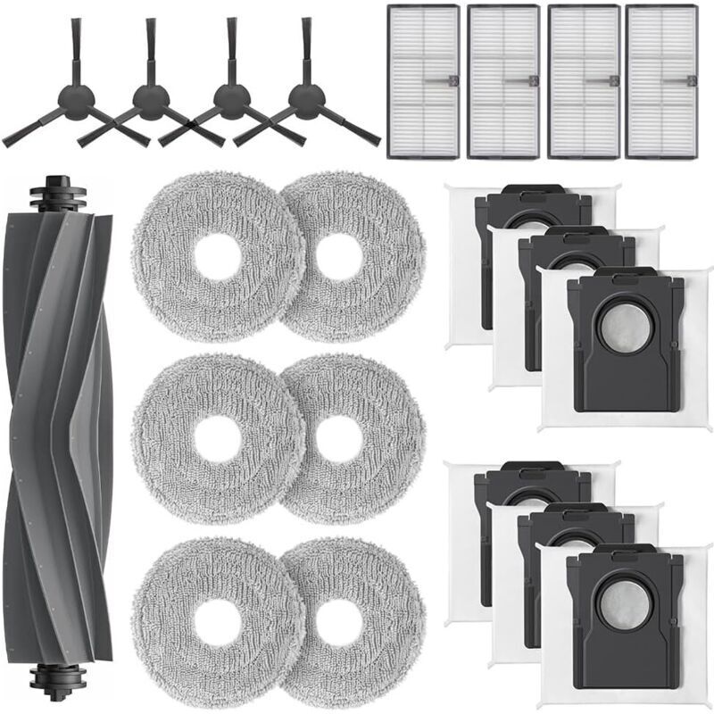 21-teiliges Zubehörset für dreame L10s Pro Ultra Heat/L10s Ultra Gen 2/X30 Ultra/Mova E30 Ultra: 1 Hauptbürste, 4 HEPA-Filter, 6 Staubbeutel, 6