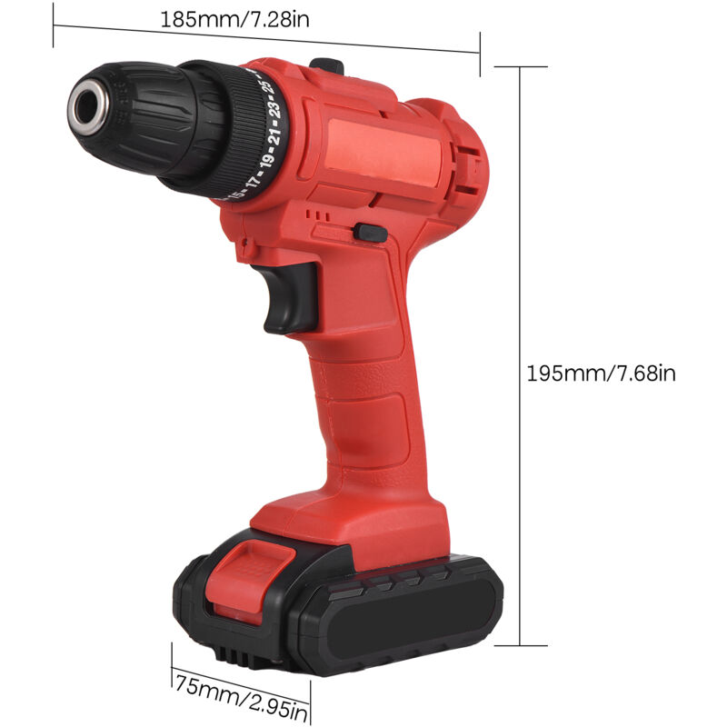 21-V-Akku-Bohrmaschine, 3/8-Zoll-Bohrfutter, handgehaltene elektrische Bohrmaschine, Schraubendreher, Bits, Hülsenverlängerungswelle, 25+1