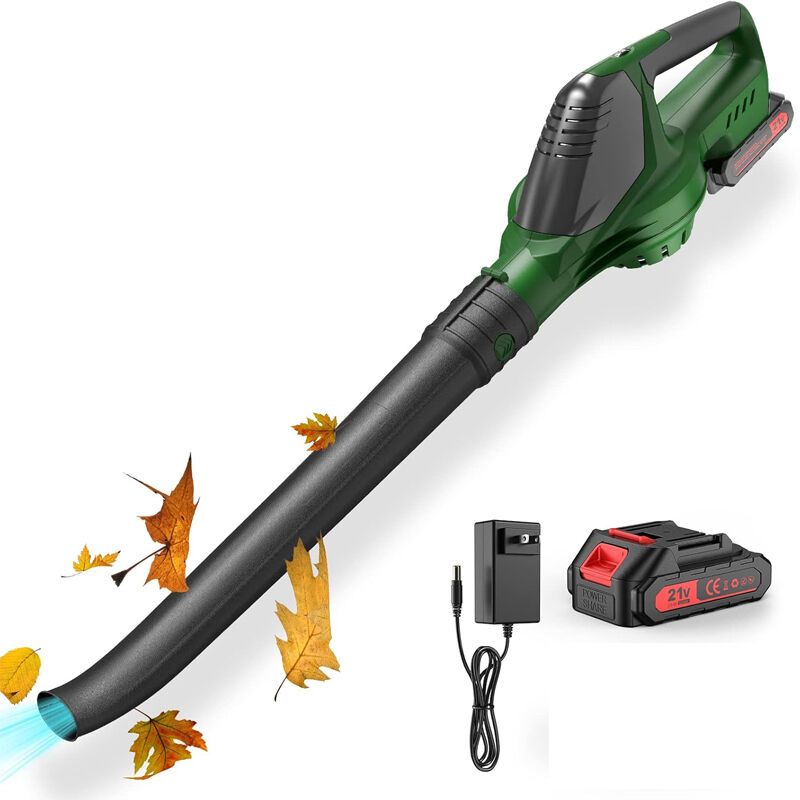 21-V-Akku-Laubbläser mit Akku und Ladegerät, 5-stufig verstellbarer Akku-Laubbläser für die Rasenpflege, Akku-Laubbläser, Grün