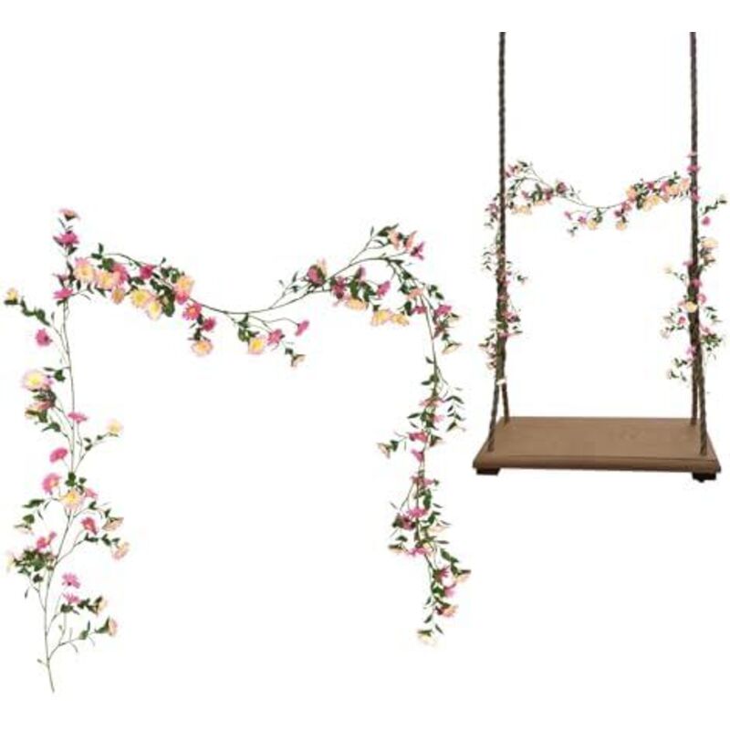 2,1m Künstliche Gänseblümchen Blumengirlande, Kunstblumen Hängende Gänseblümchen Girlande mit Grünen Blättern Kunstblumen Seidenblumen Deko,für