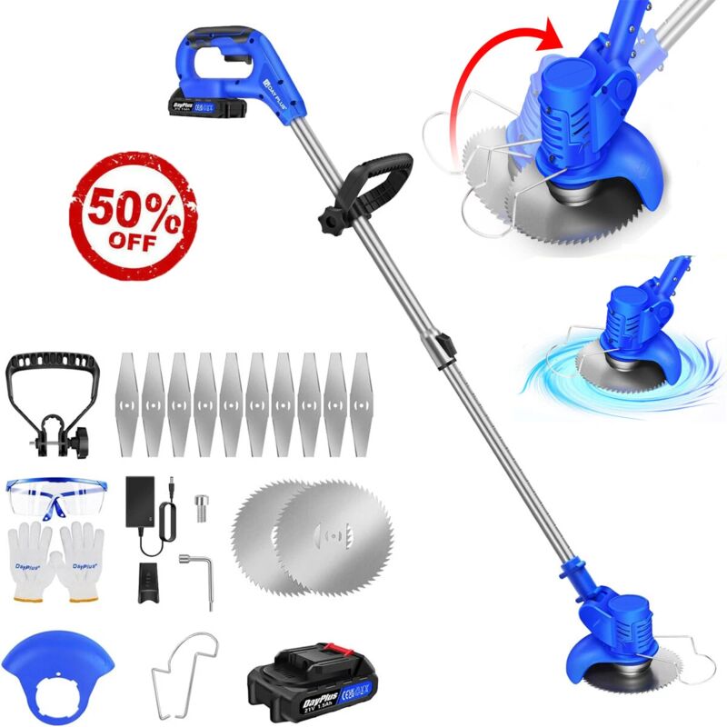 21V Elektro Rasentrimmer Freischneider Motorsense Garten Trimmer w/ Li-Ion Akku