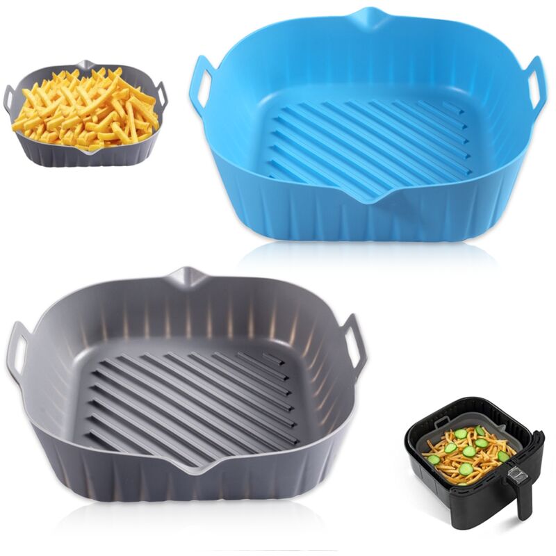 22 cm große quadratische Silikon-Backmatten, 2er-Set, antihaftbeschichtet, wiederverwendbar, aus lebensmittelechtem Silikon, für Töpfe,