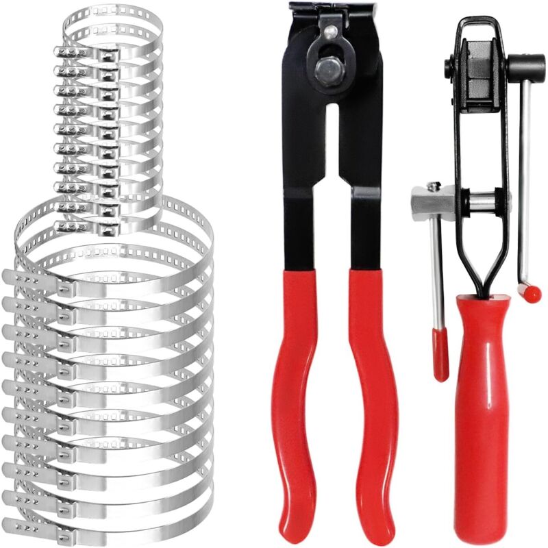 22-teiliges Kfz-Gelenkmanschetten-Klemmenset, Kfz-Bandwerkzeugsatz mit 2 Gelenkmanschetten, Rohrband-Achsschellen