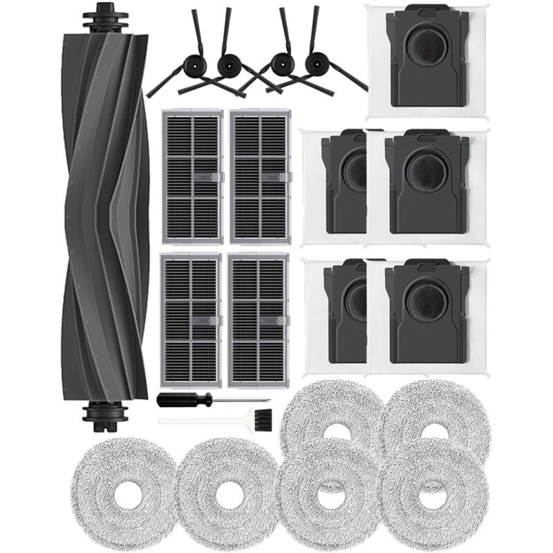 22-teiliges Zubehörset für Dreame X40 Ultra/L40 Ultra/X40 Master/Mova P50 Pro Ultra/P10 Pro Ultra Saugroboter, 1 Rollbürste, 4 Seitenbürsten, 5