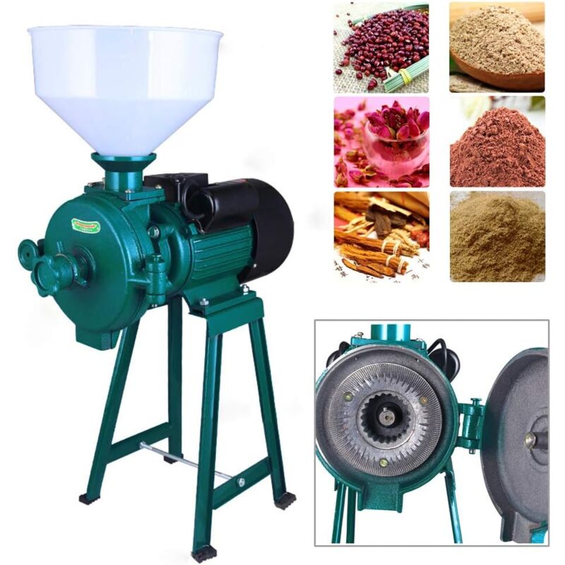 2200W Elektrisch Schrotmühle Getreidemühle Kaffemühle Coffee Grinder Nussmühle Stahlmahltechnologie für trockene Getreide Mais Reis Weizen Inkl.