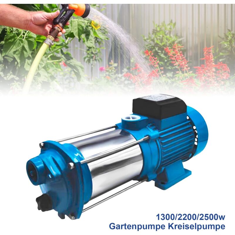 2200W Kreiselpumpe Gartenpumpe 5-stufige Bewässerung Max Durchflussrate 3000L/h Hauswasserwerk