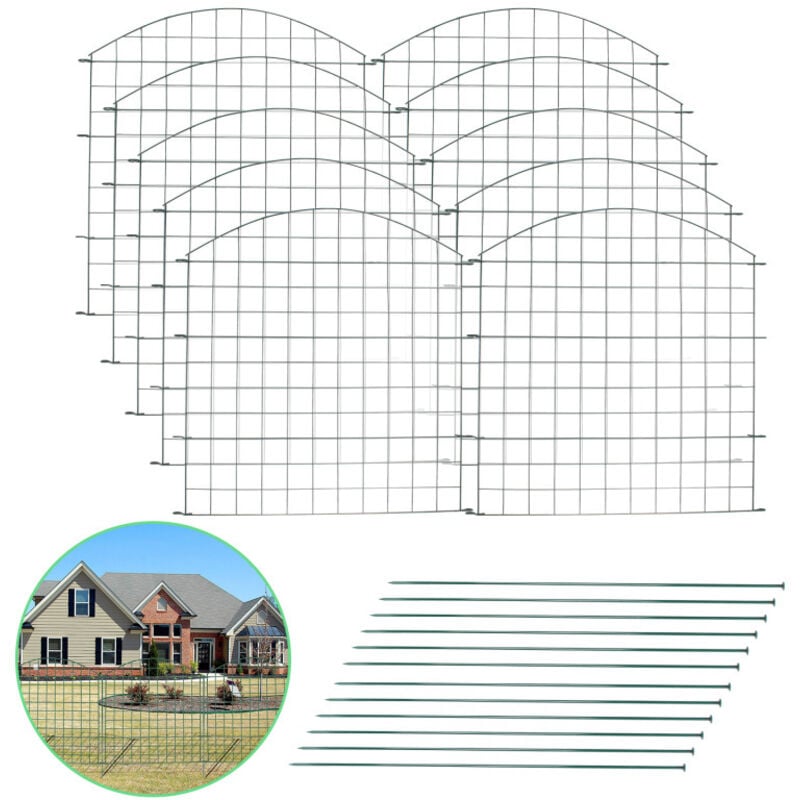 22tlg Set Teichzaun mit 10 Zaunelemente und 12 Befestigungsstäben. Gartenzaun Zaun Teich. Gartenzaun Grün. Welpenauslauf. Freigehege(Oberbogen)