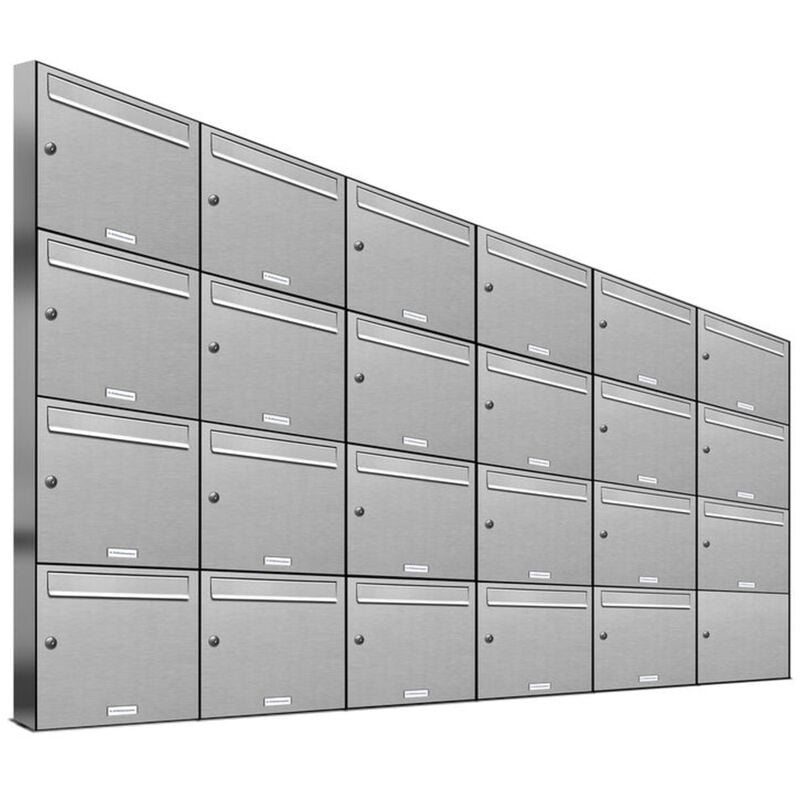 Al Briefkastensysteme - 23er V2A Edelstahl Wandbriefkasten Anlage 23 Fach Briefkasten Postkasten