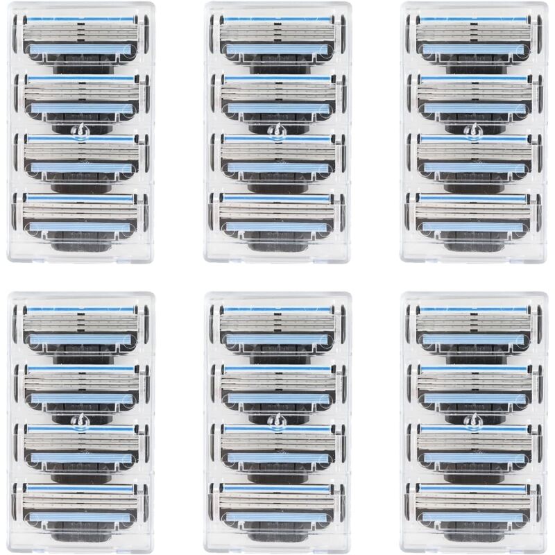 24 Rasierklingen, Nachfüllpackungen kompatibel mit Mach 3-Griff, Dreifachklinge, Anti-Verstopfungs-Design, weiche Gleitstreifen, ideal für