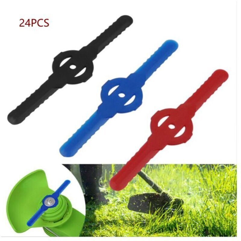 24 Stück rote Freischneiderklingen, Kunststoff-Rasentrimmer, Gartenwerkzeug, Ersatzklinge für Akku-Rasentrimmer