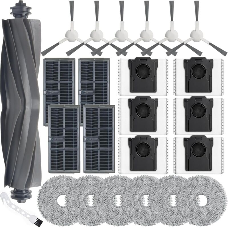 24 Stück Zubehör für Dreame L10s Ultra Gen 2 / L10s Pro Heat / X30 / L40 AE/Mova E30 Ultra Saugroboter,Bestehend Aus 1 Hauptbürste,6 Wischtüchern,4