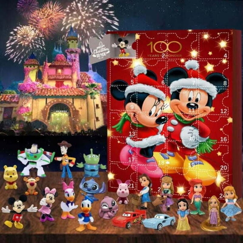 24 stücke Disney Mickey Minnie Weihnachten Adventskalender Spielzeug Geschenkbox Cartoon Puppe Kinder Geschenkbox diy Party Dekorationen