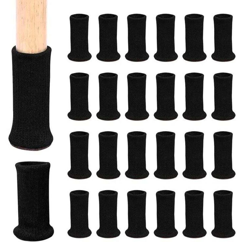 24-teilige Stuhlbeinsocken für Stuhlbeine, Möbelbeine, Anti-Rutsch-Pads, geeignet für Stuhlbeine mit einem Durchmesser von 1 bis 2 Zoll (schwarz)