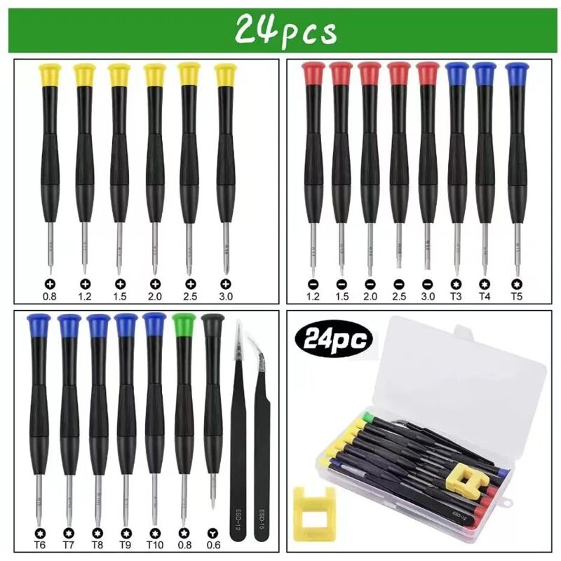 Gabrielle - 24-teiliger Mini-Schraubendreher, Präzisions-Reparaturschraubendreher für Brillen, pc, PS4, Uhren, Schmuck, Brillen, Telefon, 2