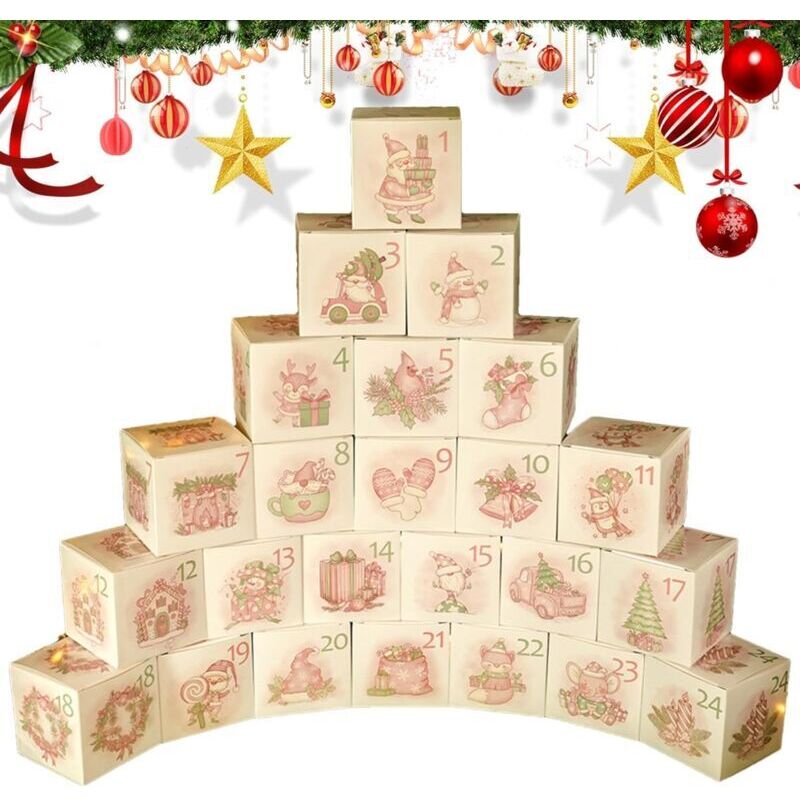 24-teiliges Adventskalender-Set, Weihnachts-Countdown-Boxen – Geschenkboxen für Weihnachtsfeiern, leerer Adventskalender 2024, Geschenkboxen aus