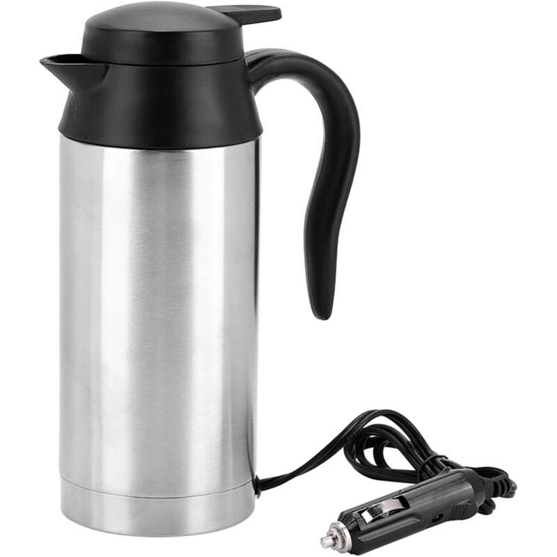 24-V-Elektro-Heizkessel, 750 ml Auto-Elektro-Wasserkocher, elektrische Reisethermoskanne aus Edelstahl zum Erhitzen von Wasser, Kaffee, Milch, Tee