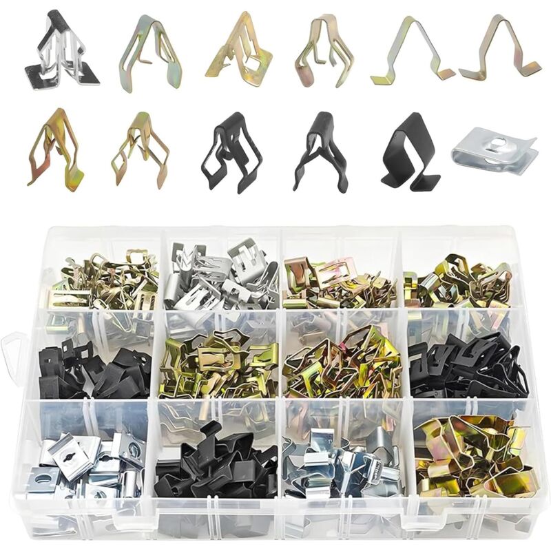 240 Stück Kfz-Befestigungsclips, Federclips für Autos, Metall-Befestigungsclips für Autos, Zierleistenclips für Fahrzeuge, geeignet für Stoßstangen